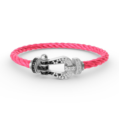 [Echo Fine ]FORCE LARGE HORSESHOE BLACK WHITE DIAMOND BRACELET SILVER