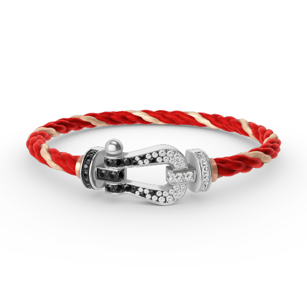 [Echo Fine ]FORCE LARGE HORSESHOE BLACK WHITE DIAMOND BRACELET SILVER