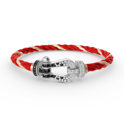 [Echo Fine ]FORCE LARGE HORSESHOE BLACK WHITE DIAMOND BRACELET SILVER