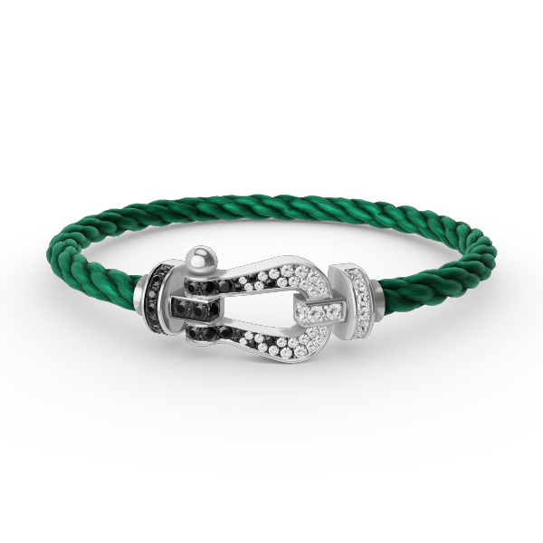 [Echo Fine ]FORCE LARGE HORSESHOE BLACK WHITE DIAMOND BRACELET SILVER