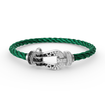 [Echo Fine ]FORCE LARGE HORSESHOE BLACK WHITE DIAMOND BRACELET SILVER