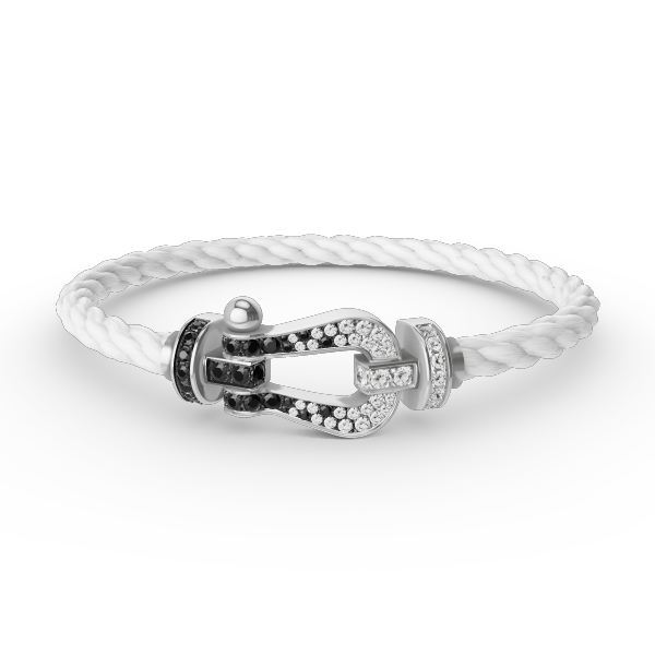 [Echo Fine ]FORCE LARGE HORSESHOE BLACK WHITE DIAMOND BRACELET SILVER