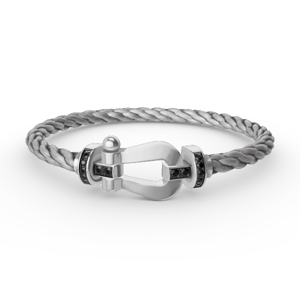 [Echo Fine ]FORCE LARGE HORSESHOE BLACK DIAMOND BRACELET SILVER