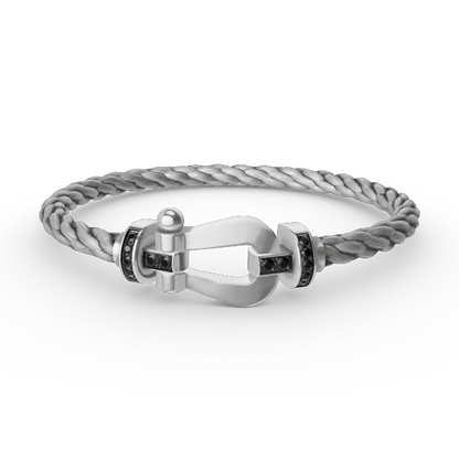 [Echo Fine ]FORCE LARGE HORSESHOE BLACK DIAMOND BRACELET SILVER