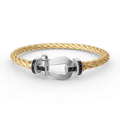 [Echo Fine ]FORCE LARGE HORSESHOE BLACK DIAMOND BRACELET SILVER