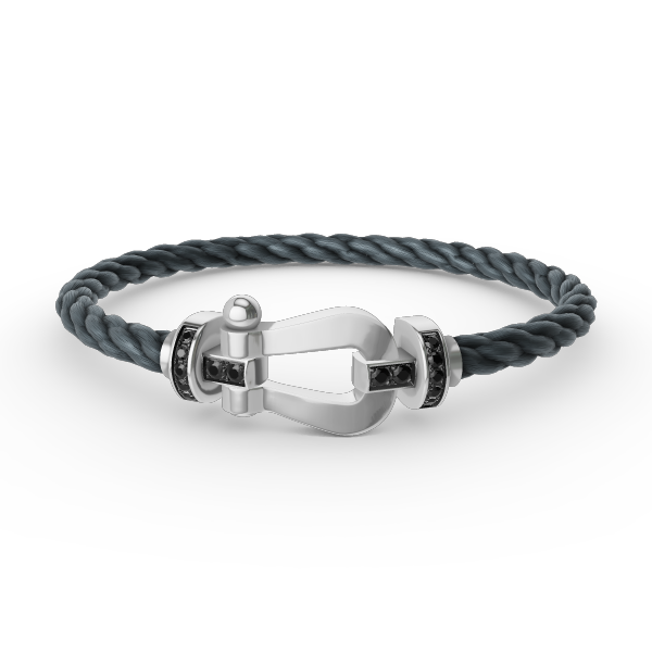[Echo Fine ]FORCE LARGE HORSESHOE BLACK DIAMOND BRACELET SILVER