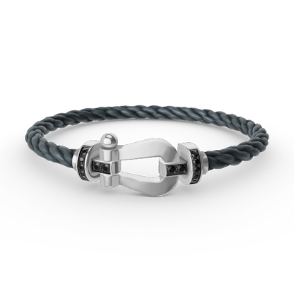[Echo Fine ]FORCE LARGE HORSESHOE BLACK DIAMOND BRACELET SILVER