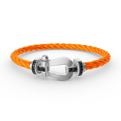 [Echo Fine ]FORCE LARGE HORSESHOE BLACK DIAMOND BRACELET SILVER