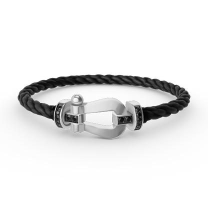 [Echo Fine ]FORCE LARGE HORSESHOE BLACK DIAMOND BRACELET SILVER