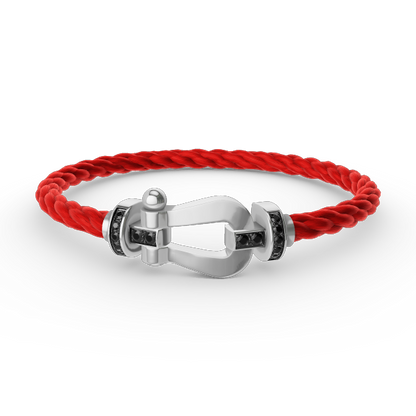 [Echo Fine ]FORCE LARGE HORSESHOE BLACK DIAMOND BRACELET SILVER