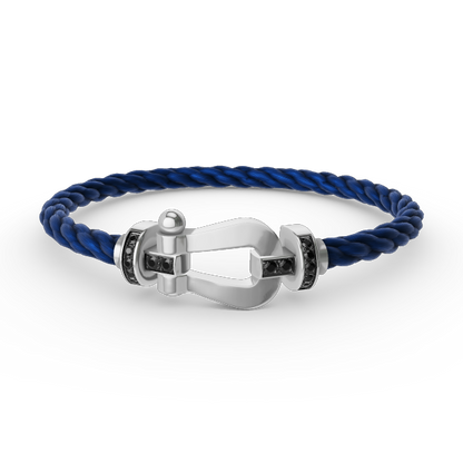 [Echo Fine ]FORCE LARGE HORSESHOE BLACK DIAMOND BRACELET SILVER