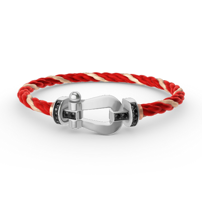 [Echo Fine ]FORCE LARGE HORSESHOE BLACK DIAMOND BRACELET SILVER