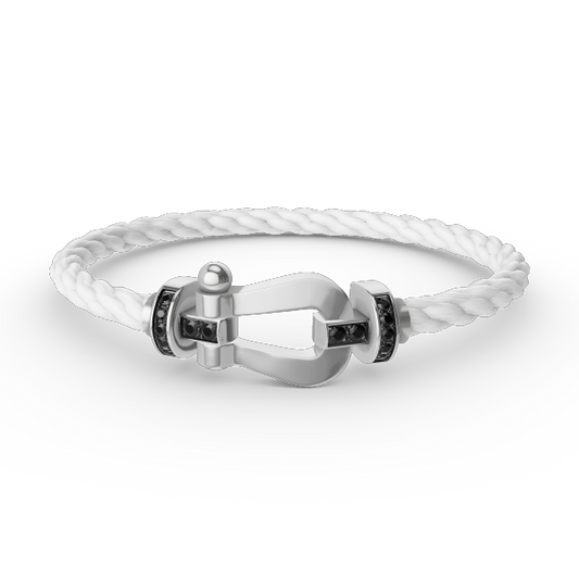[Echo Fine ]FORCE LARGE HORSESHOE BLACK DIAMOND BRACELET SILVER