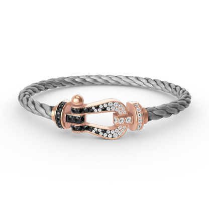 [Echo Fine ]FORCE LARGE HORSESHOE BLACK WHITE DIAMOND BRACELET ROSE GOLD