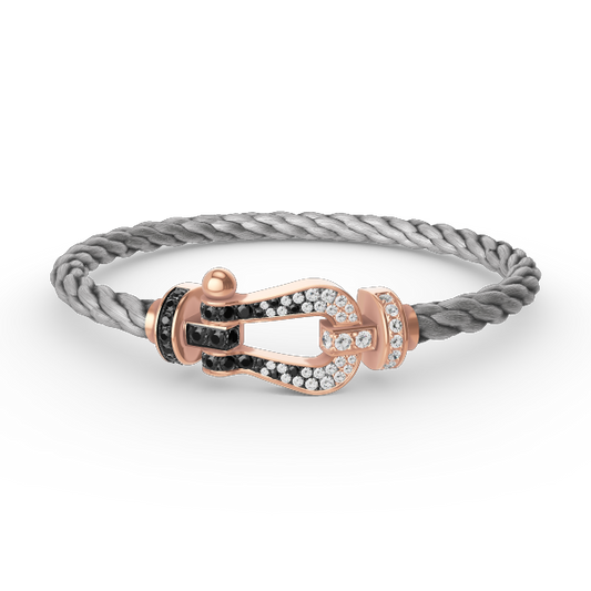 [Echo Fine ]FORCE LARGE HORSESHOE BLACK WHITE DIAMOND BRACELET ROSE GOLD