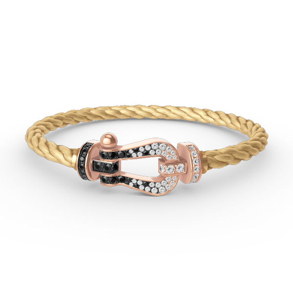 [Echo Fine ]FORCE LARGE HORSESHOE BLACK WHITE DIAMOND BRACELET ROSE GOLD