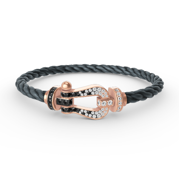 [Echo Fine ]FORCE LARGE HORSESHOE BLACK WHITE DIAMOND BRACELET ROSE GOLD