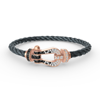 [Echo Fine ]FORCE LARGE HORSESHOE BLACK WHITE DIAMOND BRACELET ROSE GOLD