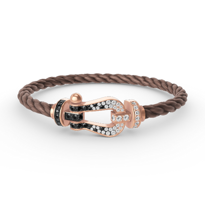 [Echo Fine ]FORCE LARGE HORSESHOE BLACK WHITE DIAMOND BRACELET ROSE GOLD
