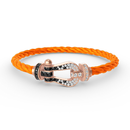 [Echo Fine ]FORCE LARGE HORSESHOE BLACK WHITE DIAMOND BRACELET ROSE GOLD