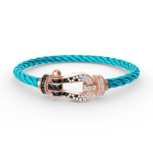 [Echo Fine ]FORCE LARGE HORSESHOE BLACK WHITE DIAMOND BRACELET ROSE GOLD