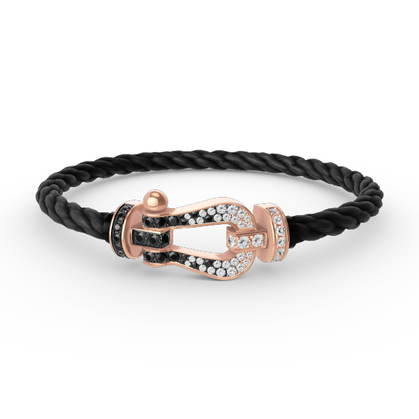 [Echo Fine ]FORCE LARGE HORSESHOE BLACK WHITE DIAMOND BRACELET ROSE GOLD