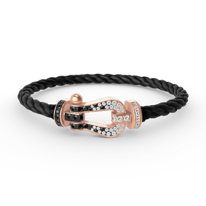 [Echo Fine ]FORCE LARGE HORSESHOE BLACK WHITE DIAMOND BRACELET ROSE GOLD