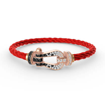 [Echo Fine ]FORCE LARGE HORSESHOE BLACK WHITE DIAMOND BRACELET ROSE GOLD