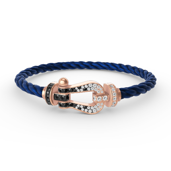 [Echo Fine ]FORCE LARGE HORSESHOE BLACK WHITE DIAMOND BRACELET ROSE GOLD