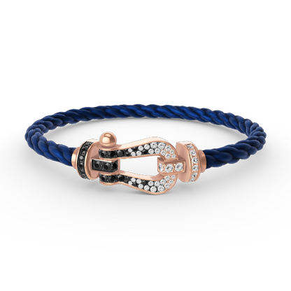 [Echo Fine ]FORCE LARGE HORSESHOE BLACK WHITE DIAMOND BRACELET ROSE GOLD