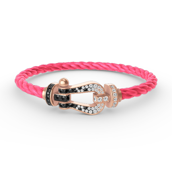 [Echo Fine ]FORCE LARGE HORSESHOE BLACK WHITE DIAMOND BRACELET ROSE GOLD