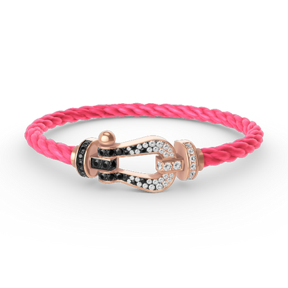 [Echo Fine ]FORCE LARGE HORSESHOE BLACK WHITE DIAMOND BRACELET ROSE GOLD