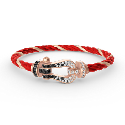 [Echo Fine ]FORCE LARGE HORSESHOE BLACK WHITE DIAMOND BRACELET ROSE GOLD