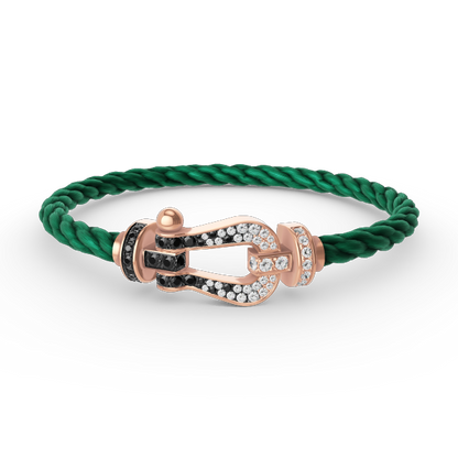 [Echo Fine ]FORCE LARGE HORSESHOE BLACK WHITE DIAMOND BRACELET ROSE GOLD