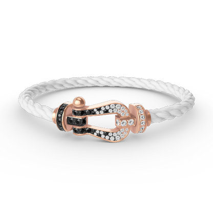[Echo Fine ]FORCE LARGE HORSESHOE BLACK WHITE DIAMOND BRACELET ROSE GOLD