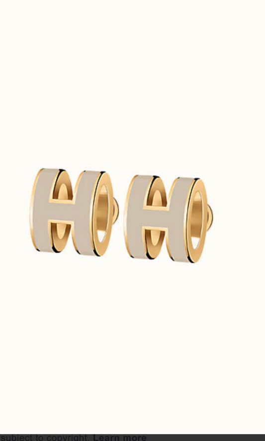 [Echo Fine ]MINI POP H GOLD EARRINGS GREY