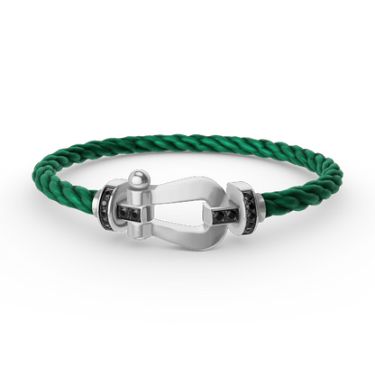 [Echo Fine ]FORCE LARGE HORSESHOE BLACK DIAMOND BRACELET SILVER