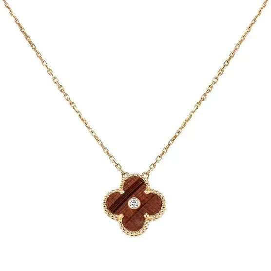 [Echo Fine ]CLOVER 15MM DIAMOND AND YELLOW TIGER'S EYE AGATE necklace