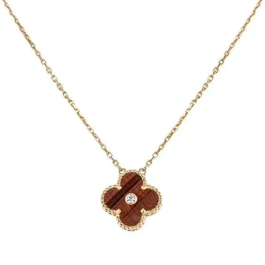 [Echo Fine ]CLOVER 15MM DIAMOND AND YELLOW TIGER'S EYE AGATE necklace