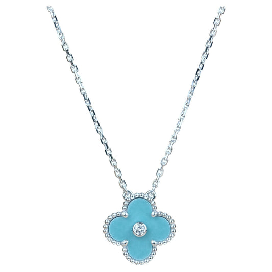 [Echo Fine ]CLOVER 15MM DIAMOND SVRES PORCELAIN  NECKLACE SILVER