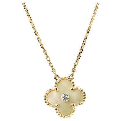 [Echo Fine ]CLOVER 15MM DIAMOND GOLD MOTHER OF PEARL NECKLACE