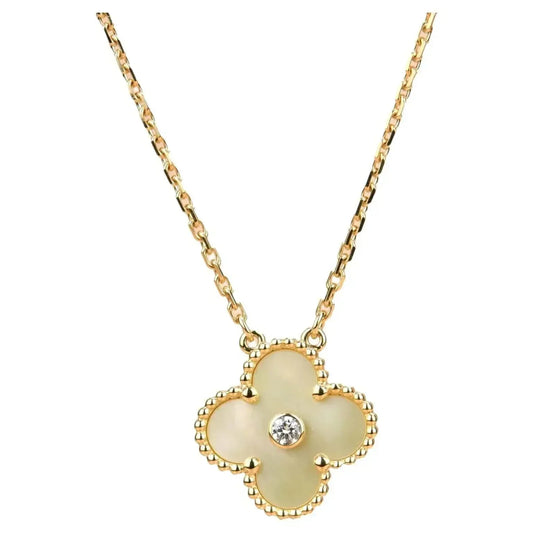 [Echo Fine ]CLOVER 15MM DIAMOND GOLD MOTHER OF PEARL NECKLACE