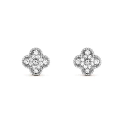 [Echo Fine ]CLOVER 1 MOTIFS DIAMOND STUD EARRINGS SILVER
