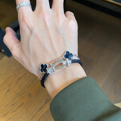 [Echo Fine ]CLOVER 5 MOTIF PIETERSITE SILVER BRACELET