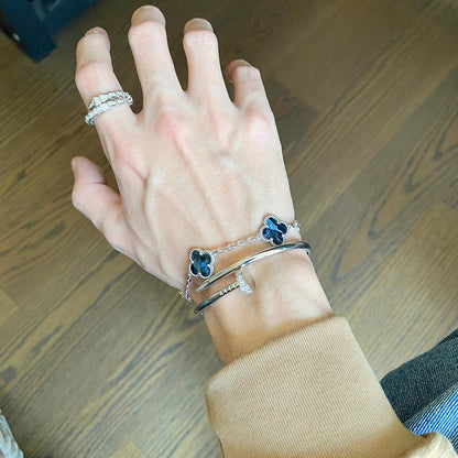 [Echo Fine ]CLOVER 5 MOTIF PIETERSITE SILVER BRACELET