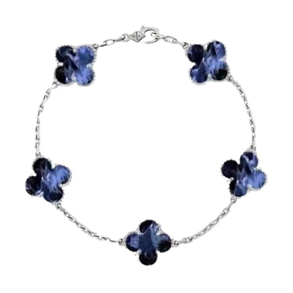[Echo Fine ]CLOVER 5 MOTIF PIETERSITE SILVER BRACELET