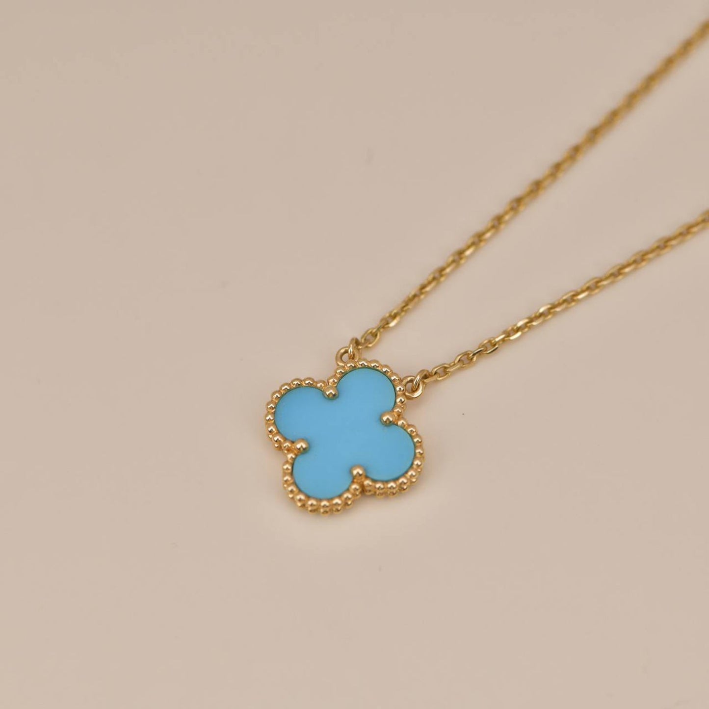 [Echo Fine ]CLOVER 15MM VINTAGE TURQUOISE NECKLACE