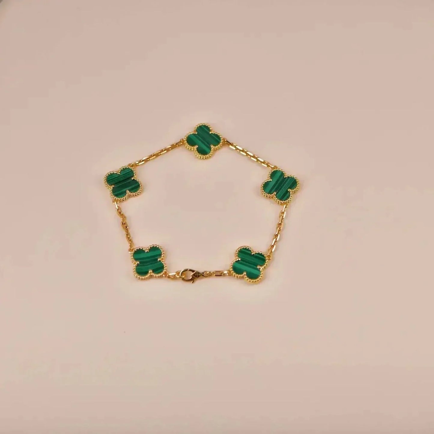 [Echo Fine ]CLOVER 5 MOTIFS MALACHITE BRACELET