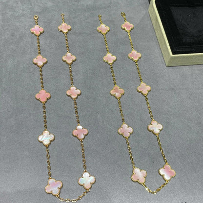 [Echo Fine ]CLOVER 10 MOTIFS PINK MOP NECKLACE
