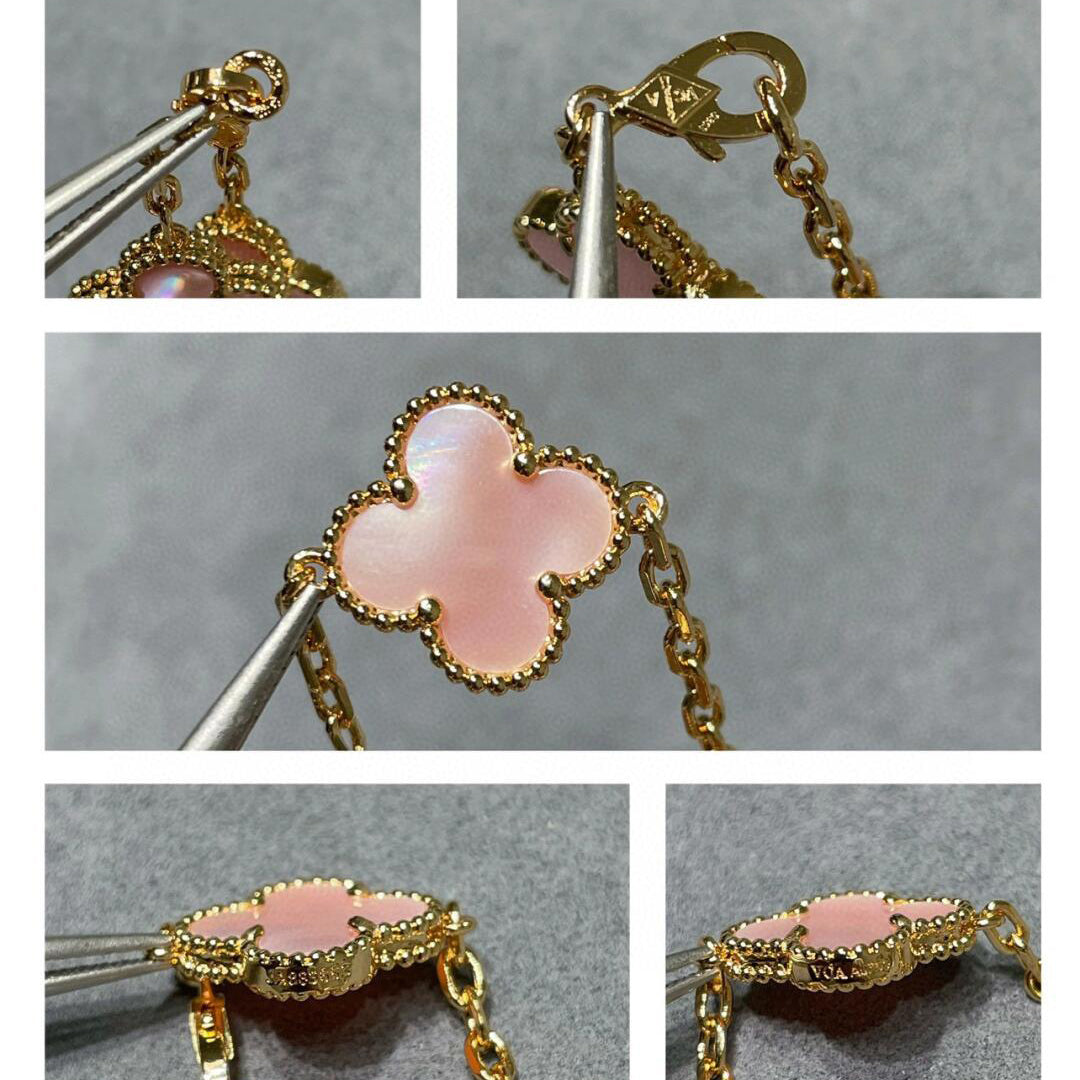 [Echo Fine ]CLOVER 10 MOTIFS PINK MOP NECKLACE